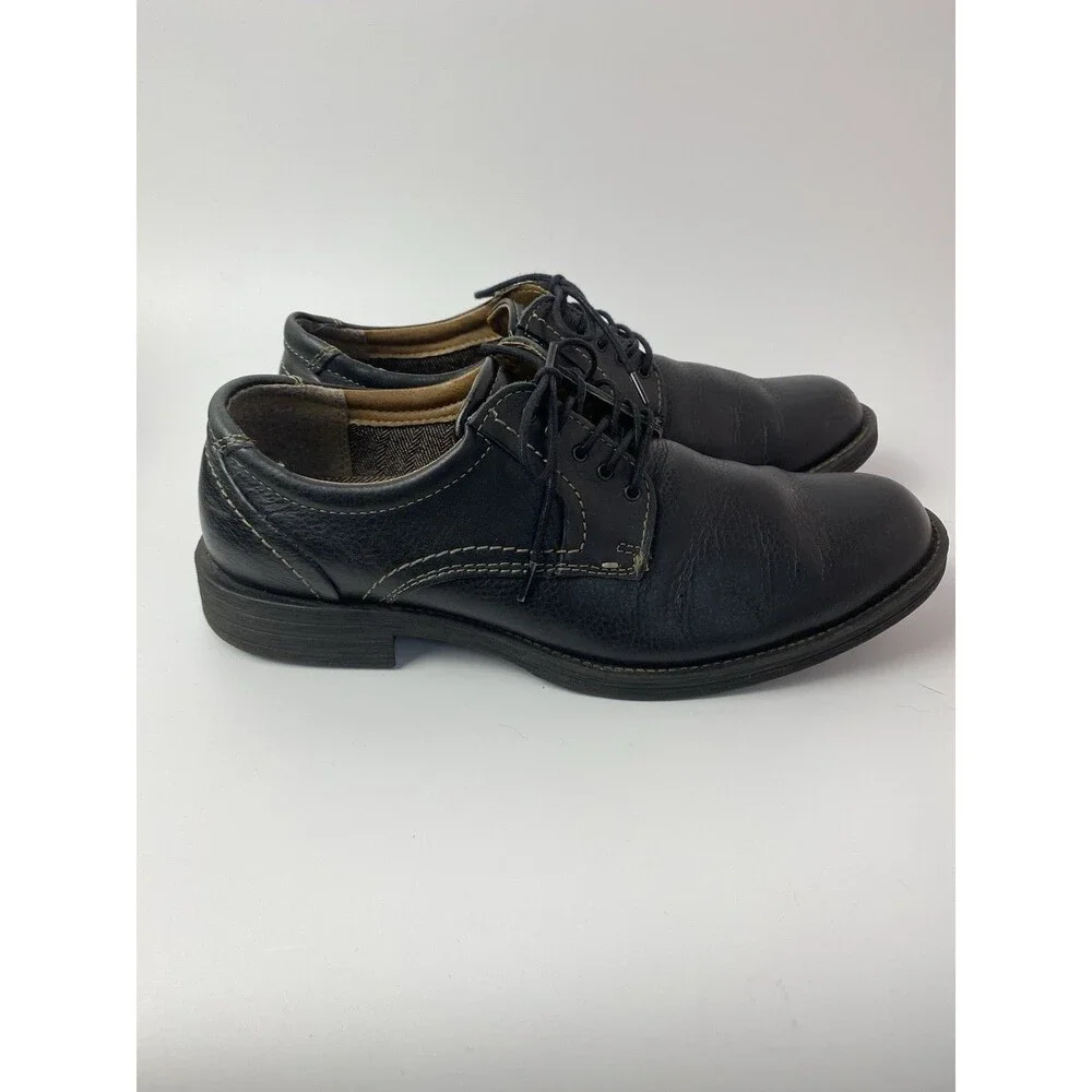 Bass Mens Glimer Lace Up Black Leather Comfort Cushioned Oxford Loafer Shoes 9.5